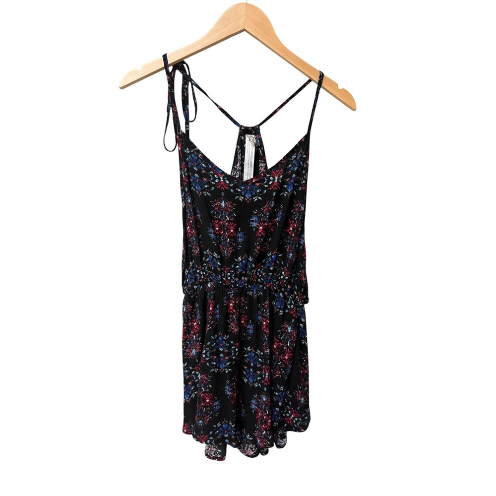 Free People Intimately Rhythm Romper Floral Womens XS Black Tropical Summer Boho